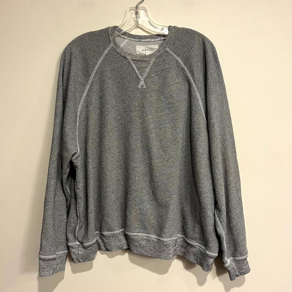 The Great Sweatshirt Gray Raglan Sleeve French Terry Women Size 2 Medium